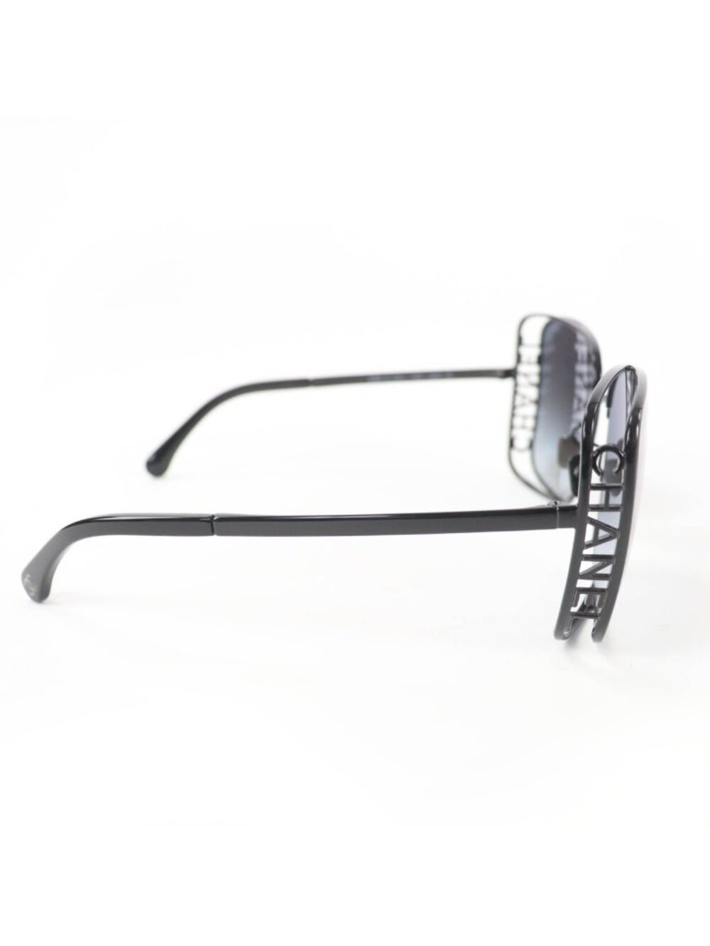 Chanel Logo Square Sunglasses Eyewear Black with Case - Picture 6 of 11